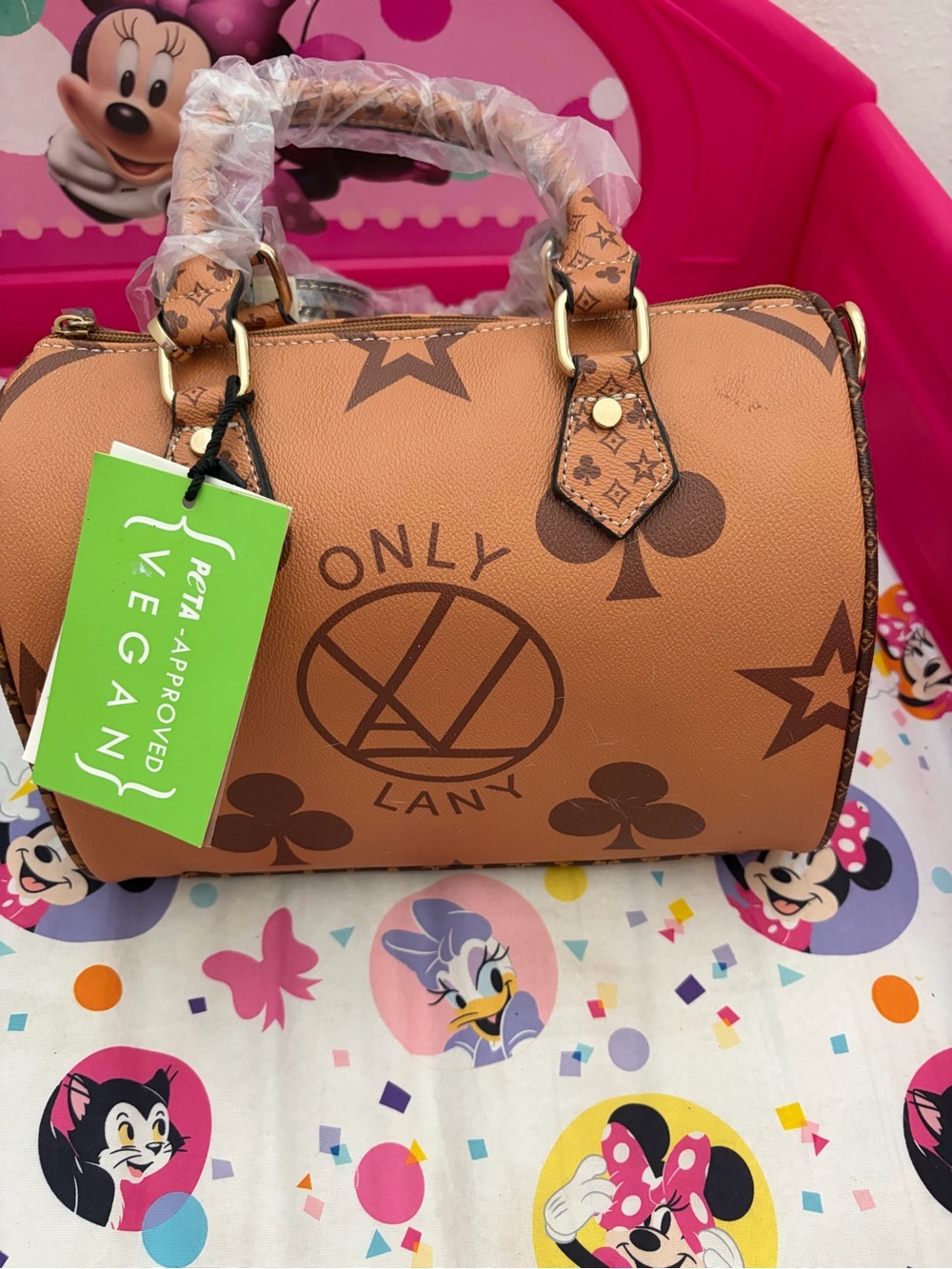 Brown Mini Barrel Bag with Top Handles